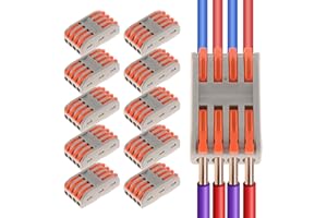 DIANN 10pcs Lever Wire Nuts Connectors 4 in 4 Out Splicing Wire Terminals Quick Connect 4 Circuit Inline Splices Electrical Wire Connector for 28-12 AWG
