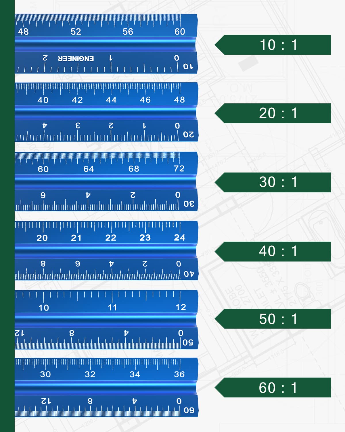 Mua Architect Scale Ruler and Engineering Scale Ruler Set with Standard ...