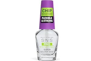 SNS HEALTHY NATURAL NAILS SNS Base Coat Nail Polish for Nail Dip Powder, Super Gelous Base - Long-Lasting & Fast-Drying Nail Strengtheners Gel Base for Premium Colors - Low Odor & No UV Lamp Required - 0.5 oz.