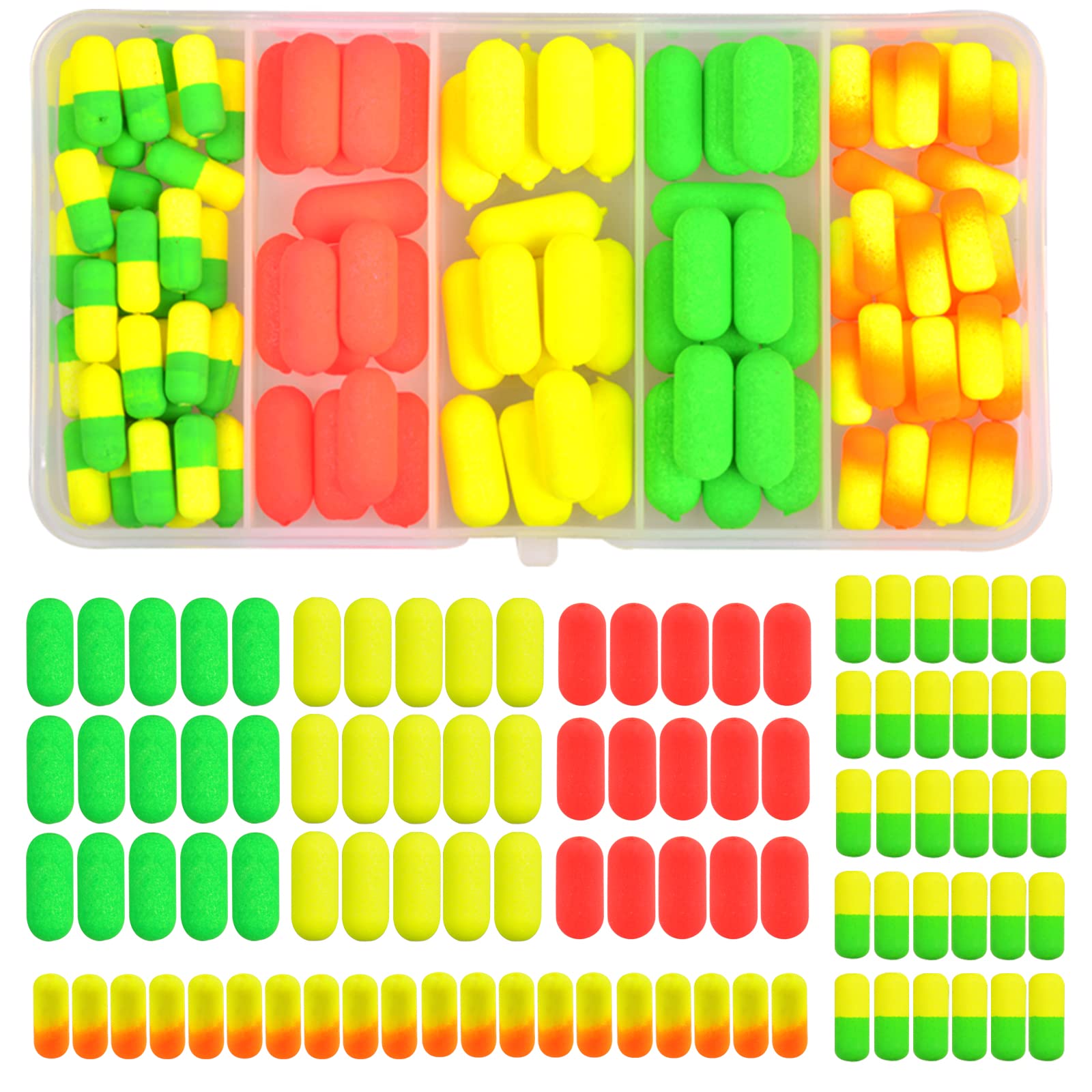 Fishing Pompano Rig Foam Floats Kit, Fishing Rigs Making Kit Foam Snell Fishing Floats Bobbers Fly Fishing Strike Indicators for Surf Fishing Bottom Rig Walleye Rig Making Accessories(100pcs)