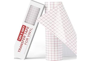 YRYM HT Clear Vinyl Transfer Paper Tape Roll-12 x 50 FT w/Alignment Grid Application Tape for Silhouette Cameo, Adhesive Vinyl for Decals, Signs, Windows, Stickers
