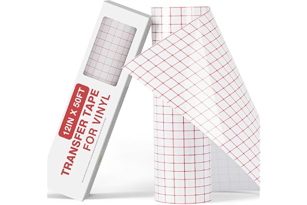YRYM HT Clear Vinyl Transfer Paper Tape Roll-12 x 50 FT w/Alignment Grid Application Tape for Silhouette Cameo, Adhesive Viny