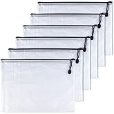 Oaimyy-B8, Mesh Zipper Pouch Document Folders Bag Plastic Zip File Folders for School Office Supplies, Travel, Puzzle Bags,Organizing Storage-Black,6 Pcs
