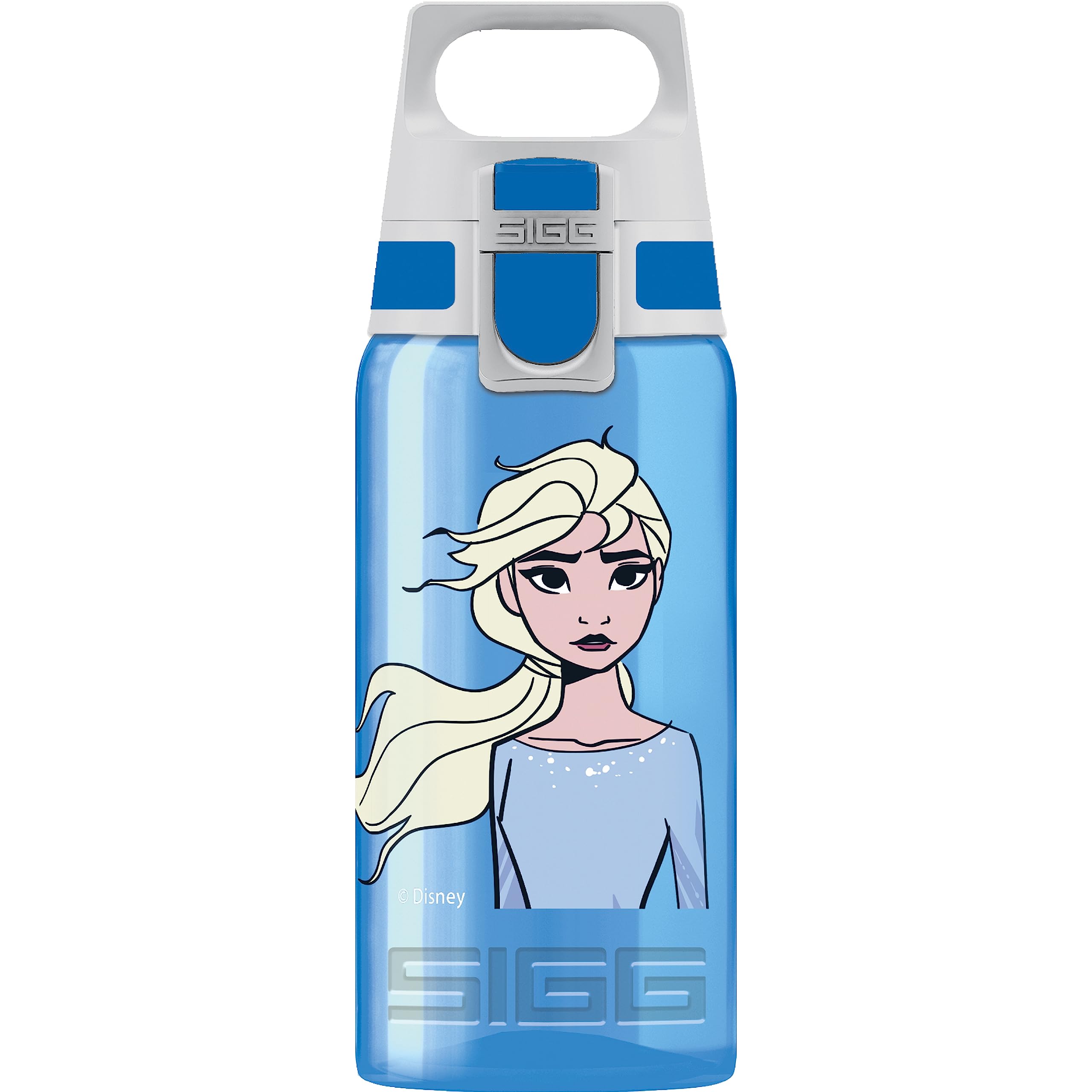 Sigg - Sports Water Bottle For Kids - Viva One Elsa II (Disney) - Suitable For Carbonated Drinks - Leak-Proof - Dishwasher Safe - BPA Free - For School & Sports - Blue - Frozen Design - 0.5L