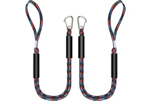 Botepon Boat Bungee Dock Lines with 316 Stainless Clips - Shock-Absorbing Jet Ski Dock Line, PWC Accessories, Boat Mooring Line/Tie Downs for Bass Boat, Fishing Pontoon, Dinghy - 4Feet
