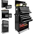 Kirmosal Rolling Tool Chest,13-Drawer Tool Box Organizer with Wheels,Large Tool Storage Cabinet with Sliding Drawers,High Capacity Tool Chest with Locking System&Detachable Top-Black