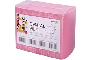 OneMed 125 PCS 13"x18" Pink Dental Bibs Disposable 3 Ply Waterproof Dental Tattoo Bibs 125 PCS per Bag 1 Bag Dentist Clinic Medical Tray Cover and Nail Table Cover