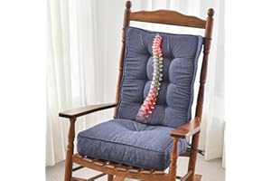 SUNROX Memory Foam Non Slip Rocking Chair Cushion, FadeShield Water Resistant Thicken Durable Tufted Pads, Set of Seat & Back