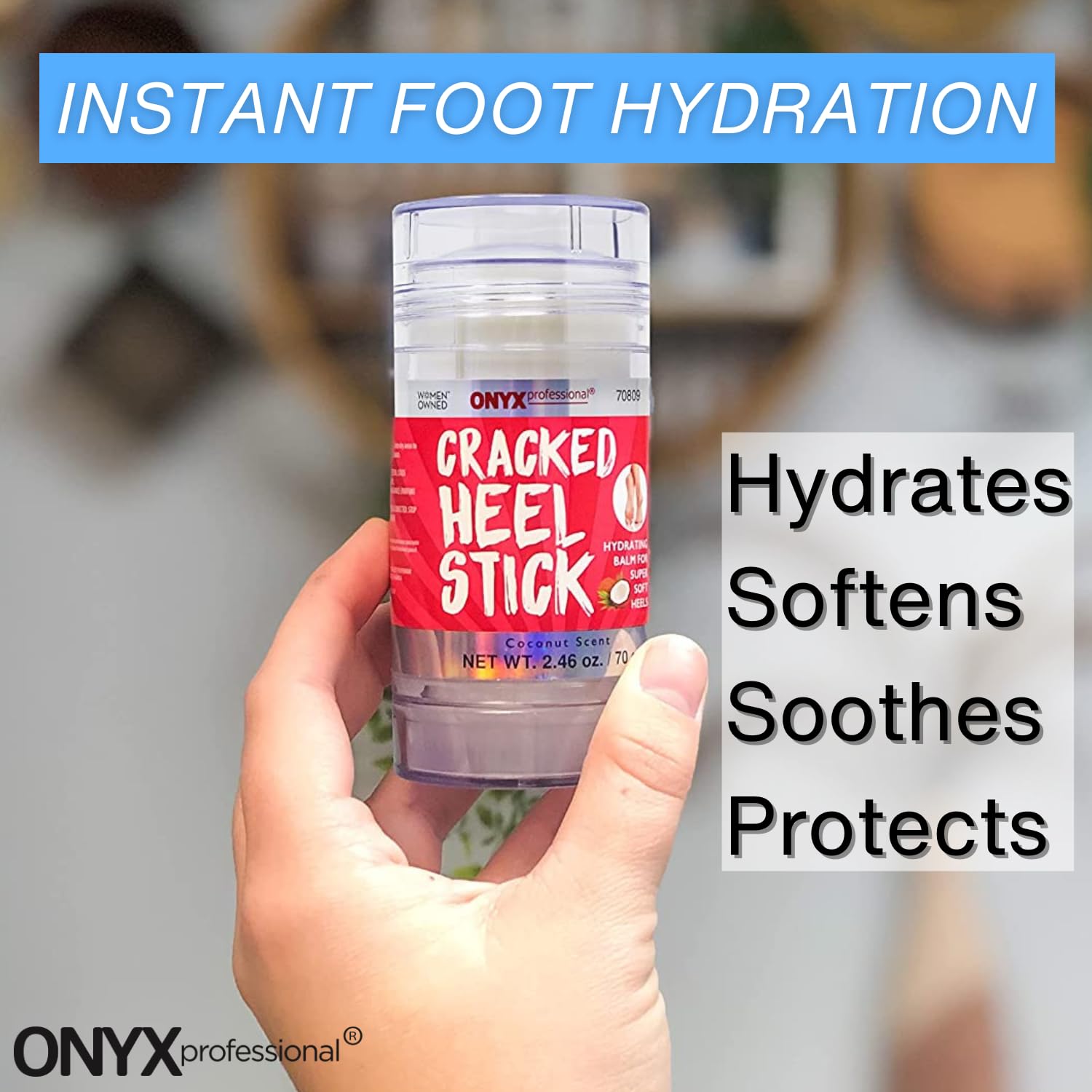 Onyx Professional Cracked Heel Repair Balm Stick, Dry Cracked Feet Treatment, Moisturizing Heel Balm Rolls On & Gel Moisturizing Socks, One Size Dry Feet Treatment for Women or Men