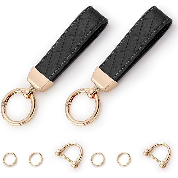 Amazon.com: Bagentry Black Leather Car Keychain, Universal Key Fob