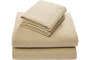 Comfort Spaces Cotton Flannel Breathable Warm Deep Pocket Sheets with Pillow Case Bedding, Queen, Tan Solid 4 Piece