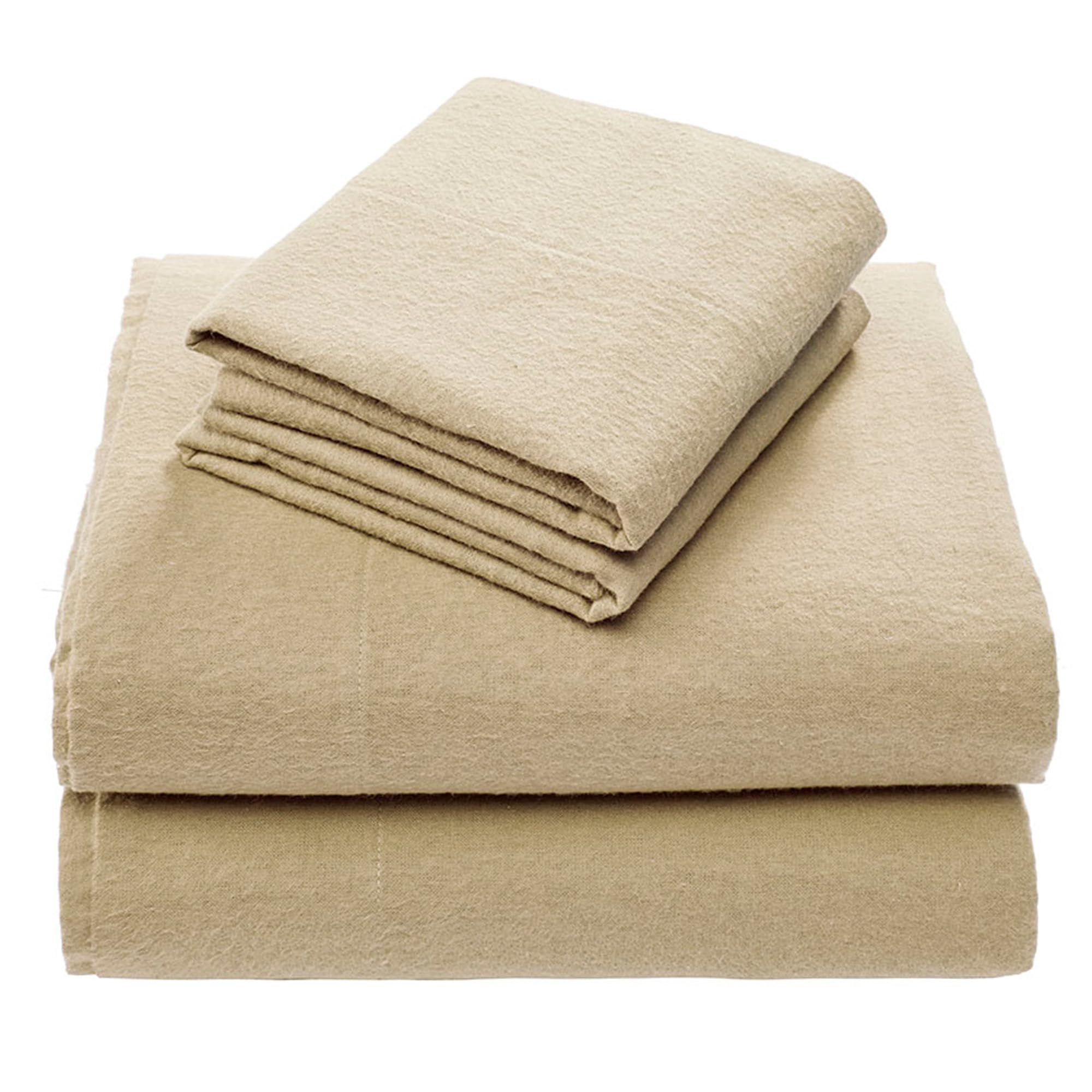 Photo 1 of Comfort Spaces Cotton Flannel Breathable Warm Deep Pocket Sheets with Pillow Case Bedding, Full, Tan Solid 4 Piece
