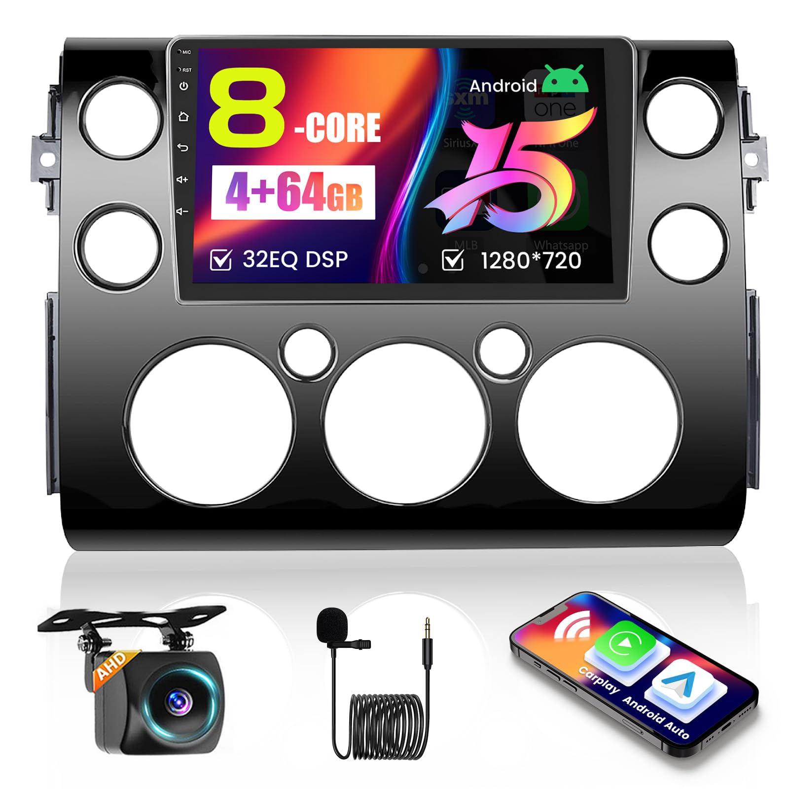 Photo 1 of DSP [8 Core 4+64G] Android 15 Car Stereo for Toyota FJ Cruiser 2006-2023 with Wireless Carplay Android Auto, Hikity 9'' Touchscreen Radio GPS 5G WiFi Bluetooth FM/RDS/32EQ SWC Backup Cam 59UI