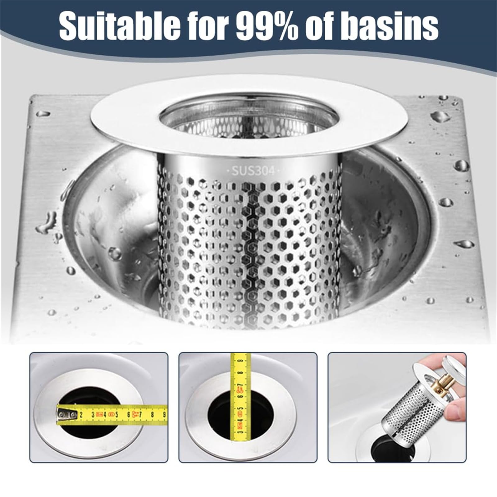 Edelstahl Siebablauf Für Waschbecken - Push-Type Mit Filter Gegen Verstopfung