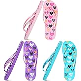 Xuhal 3 Pcs Summer Slim Flip Flop for Women Girls Shower Shoes Heart Pink Blue Purple Colored Flip Flop Sandals