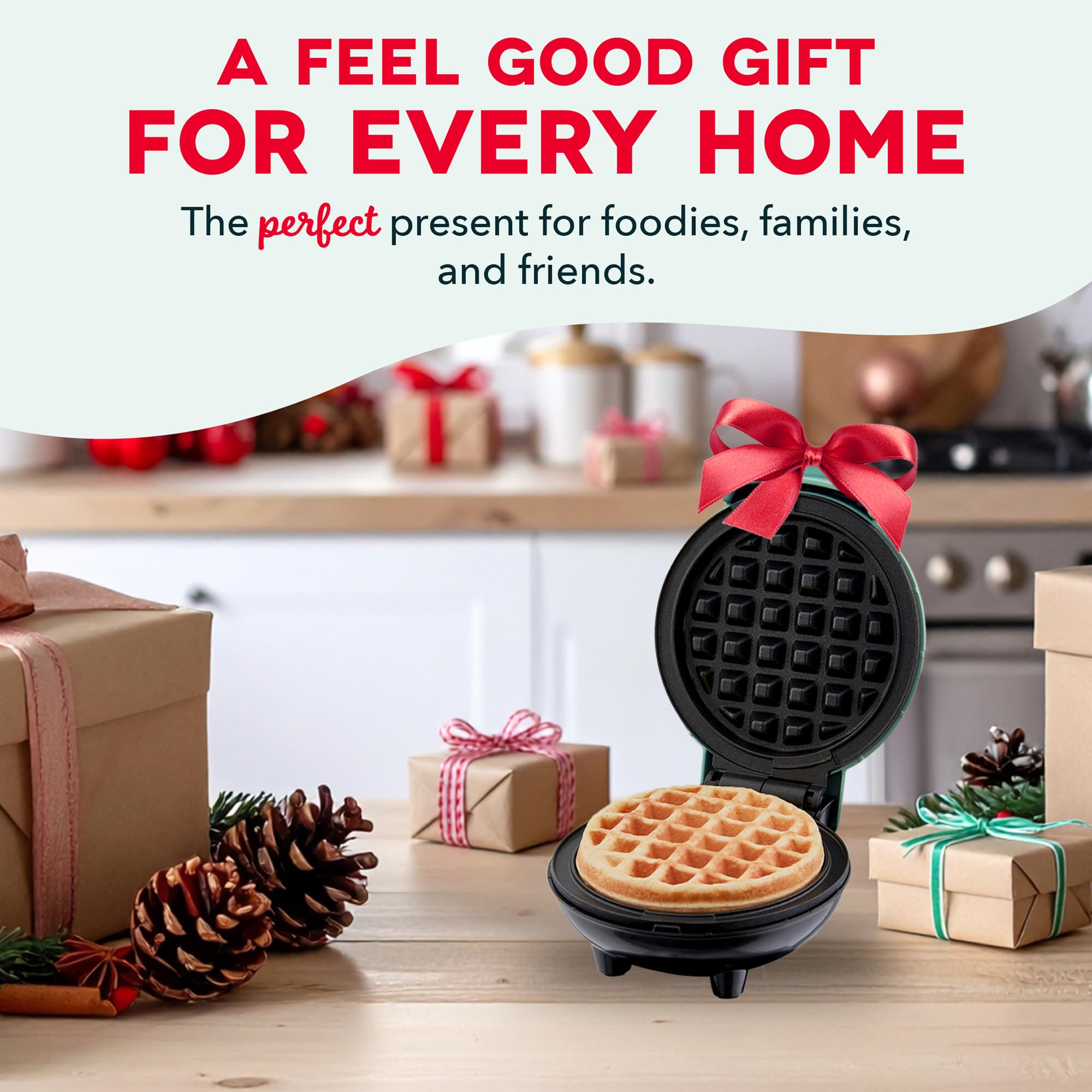 DASH Mini Waffle Maker - 4” Waffle Mold, Nonstick Waffle Iron with Quick Heat-Up, Nonstick Surface - Perfect Mini Waffle Maker for Kids and Families, Just Add Batter (Red)