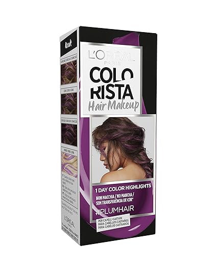 Loréal Paris Colorista Hair Makeup Colorazione Temporanea 1 Giorno Per Ciocche E Punte Tinta Per Capelli Castani Meches Viola Prugna 30 Ml
