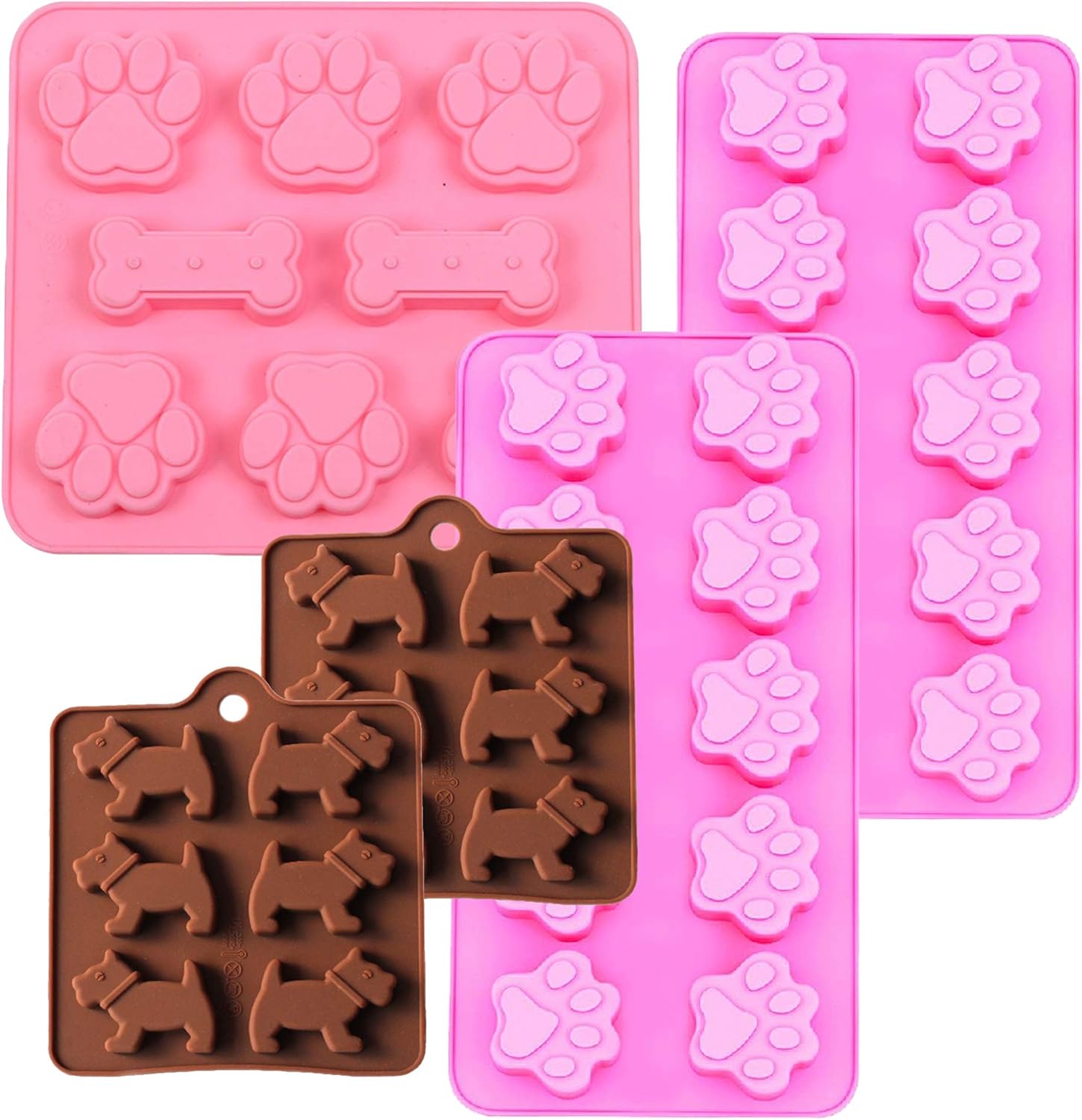 5 Pack Value Set Silicone Molds Trays with Dog Body, Pet