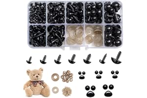 JOONGOOM 270PCS Safety Eyes and Noses, Black Plastic Eyes and Teddy Bear Nose with Washers for Doll Making for Crafts