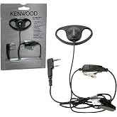 Kenwood KHS-27A D-Ring Earhanger with a Clip Microphone, for High-Noise Environments, Compatible with ProTalk &amp; FreeTalk Series Radios, Features an in-Line Push-to-Talk (PTT) Switch