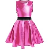 IMEKIS Toddler Kids Girls Holographic Skater Dress Metallic Music Festivals Birthday Outfit 3-12T