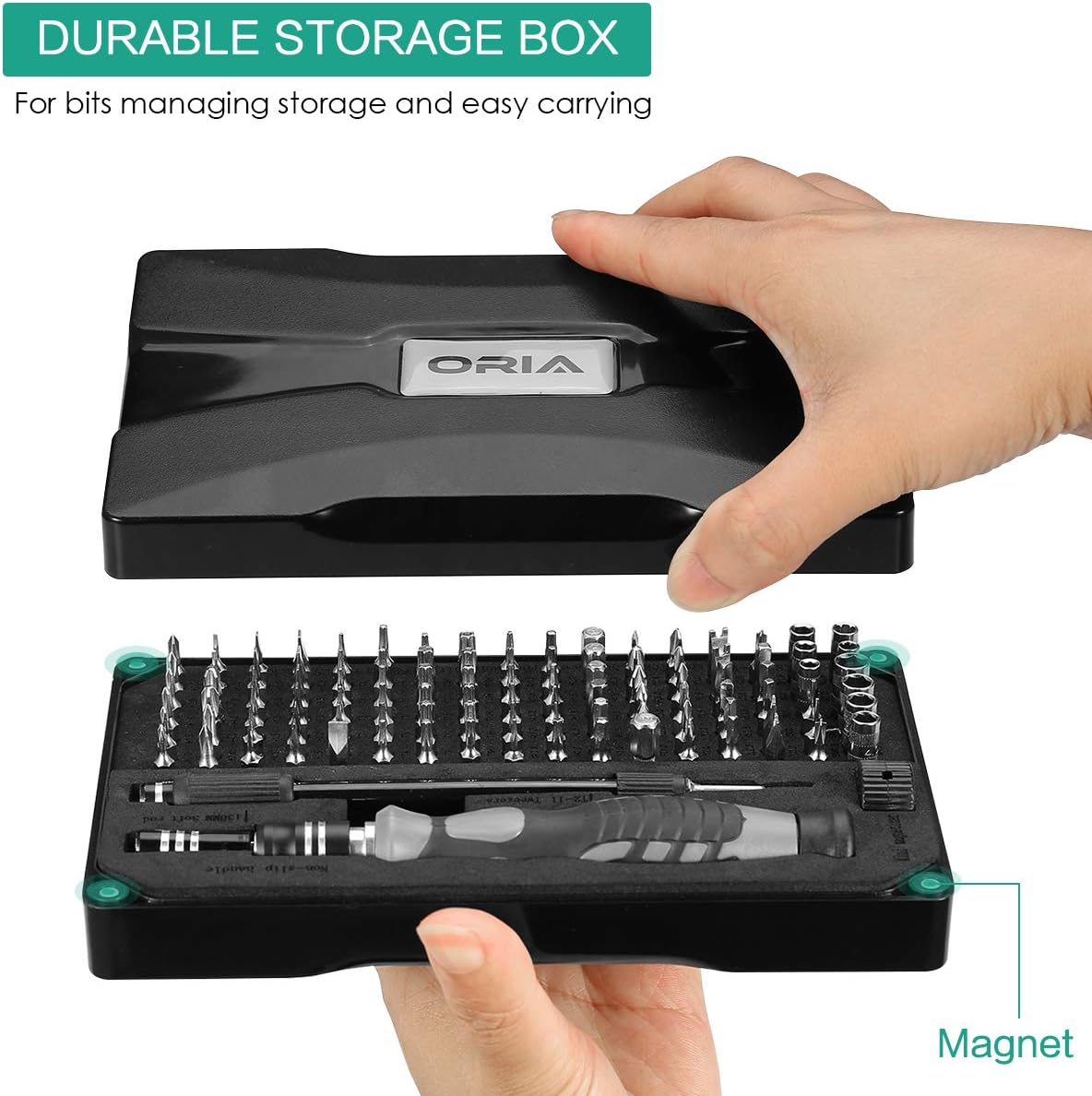 ORIA Screwdriver Set, 2020 New Version 106 in 1 Screwdriver kit with 102 Precision Screwdriver Bits, Professional Repair Tool Kit with Magnetic Ring for Smartphone, Tablet, PC, Toys. - - 