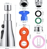 OSDUE Tap Aerator 3 Modes 22mm 24mm Adapter 360° Swivel Kitchen Bath Bubbler view 2