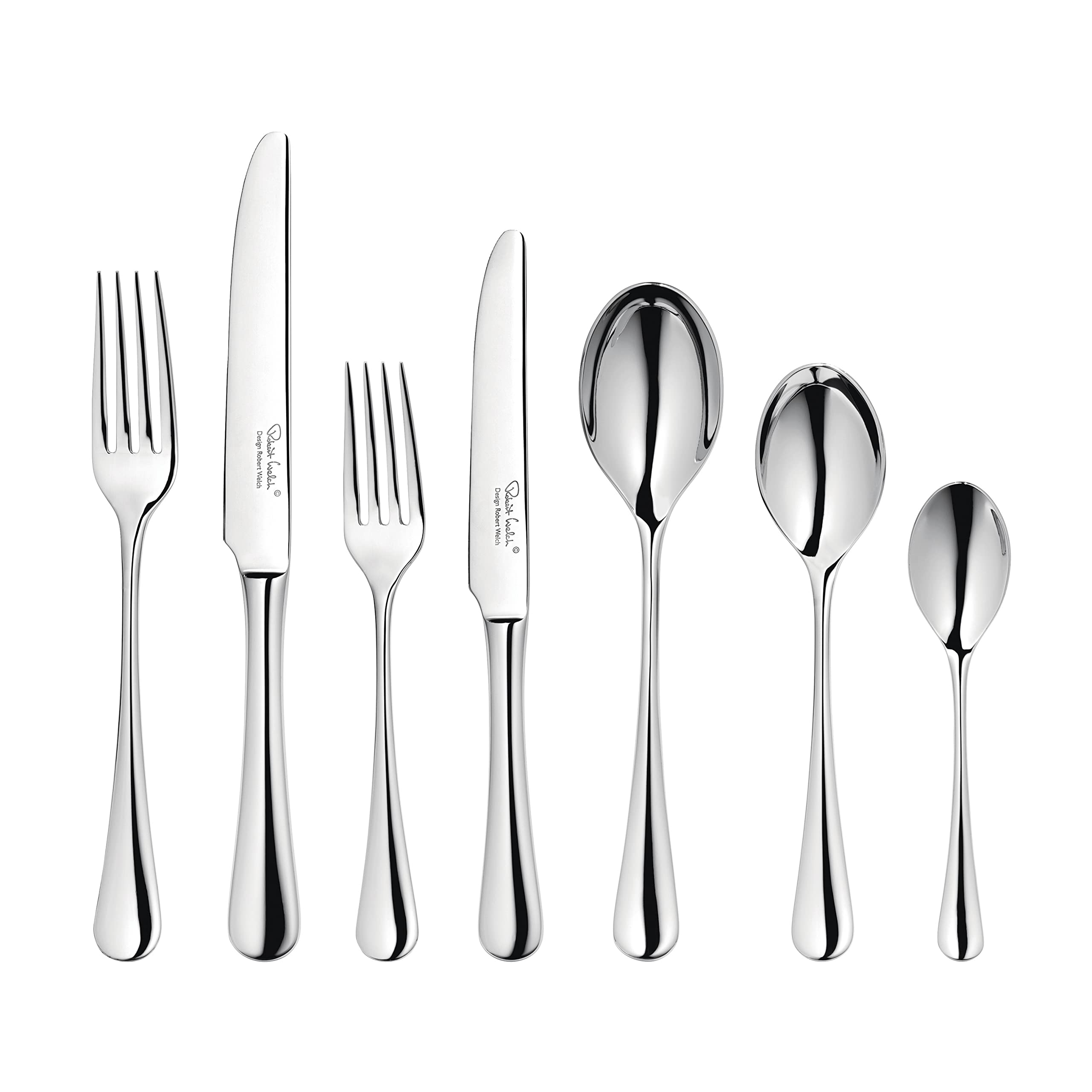 Robert Welch Radford Bright, 42 Piece Cutlery Set for 6 People. Made from Stainless Steel. Dishwasher Safe.