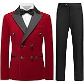 Rogers & Morris Boys Velvet Tuxedo Double Breasted Suit Formal Outfits Slim Fit Kids 3 Piece Suit Set Peak Lapel