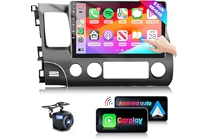 PODOFO 4G 64G Car Stereo for Honda Civic 2006-2011 Radio with 10.1inch 1280x720 IPS Touch Screen AI Radio DSP 36EQ Wireless Carplay Android Auto Bluetooth 5.0 GPS FM/RDS WiFi MirrorLink AHD Backup Camera