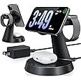 3 in 1 Wireless Charging Station for Apple Mag-Safe 15W Fast Charger Stand for Multiple Apple Devices Magnetic Charger for iPhone 16 Pro Max/16 Pro/16/15/14/13/12, AirPods, iWatch Series(Black)