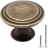 SWZHAI Cabinet Knobs Antique Brass 25 Pack, 1.2 inch Round Cabinets Knobs Kitchen Cabinet Door Knob Cupboard Knob for Dresser Drawers Cabinets