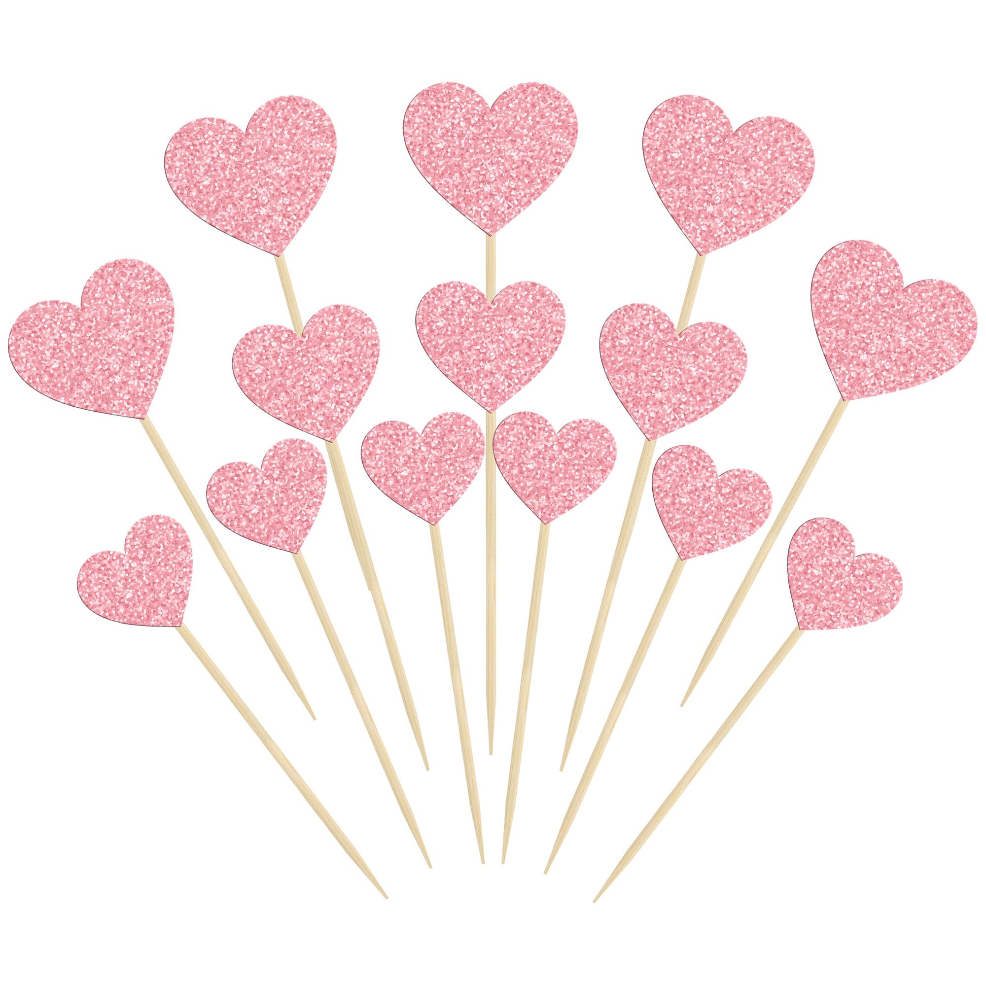 Gyufise 30Pcs Heart Cupcake Toppers Glitter Sweet Love Cupcake Picks Valentine's Day Cake Decorations for Wedding Engagement Bridal Shower Birthday Valentine's Day Party Supplies Mixed Size Pink — image 1