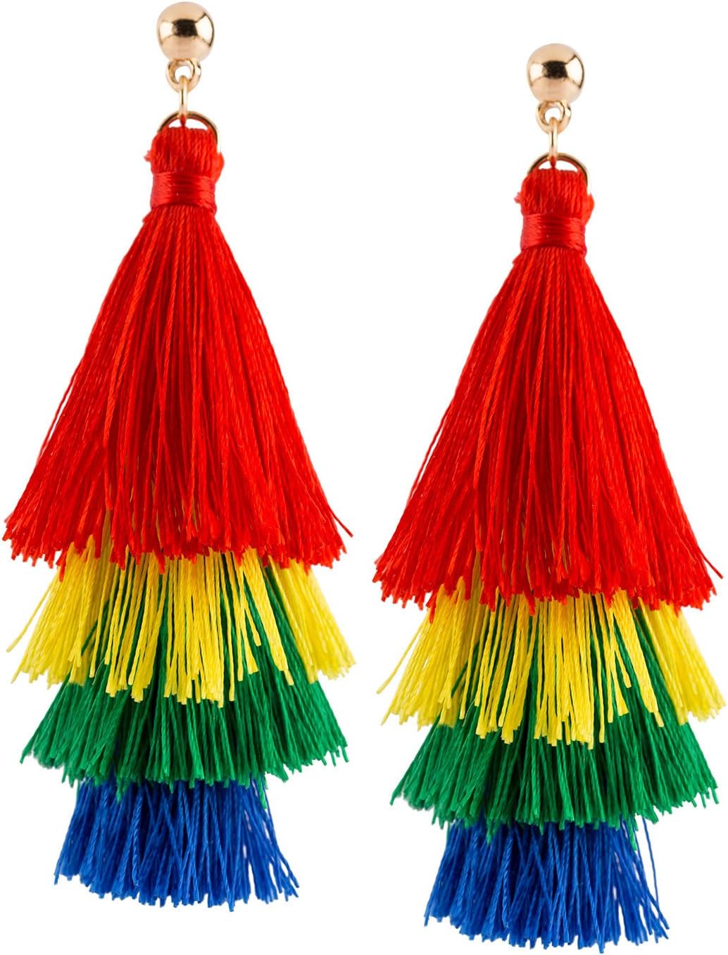 "Pride" - 1 pair of Pride - Tassel Earrings, Rainbow Colour, Red, Yellow, Green, Blue, Drop Earring (761-795)