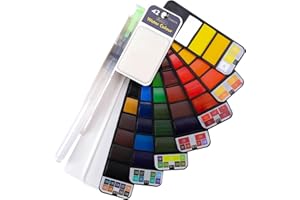 Dyvicl Watercolor Paint Set, 42 Assorted Colors Foldable Paint Set with Brushes, Travel Pocket Watercolor Kit for Students Adults Beginners Artist Field Sketch Outdoor Painting