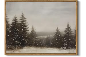 InSimSea Framed Canvas Wall Art Winter Christmas Decor Living Room Pine Tree Forest Decor Nature Landscape Decoration for Bedroom Bathroom Rustic Xmas Holiday Gifts 12x16 Inch