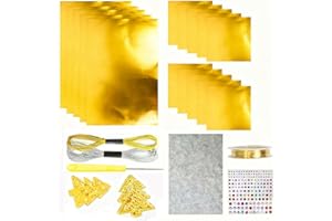 Foil Paper Art Foils Sheet Kit, Gold/Silver Embossing Foil Sheets for Crafts, with 2 Rolls Wire, Metal Embossing Tools with E