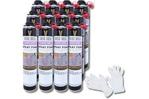 Vega Bond SF001 12-Packs, Premium Single Component, Self Expanding, Purplecoat Closed Cell Insulation Spray Foam, 29 oz w/ 5.66 R-Value, Acoustic Spray (240 Board Feet Coverage)
