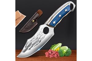 Veisky Outdoor Portable Small Hunting Knife with Ergononic Handle & Knife Sheath - High Carbon Steel Survival Tactical Knife, Fixed Blade Knife for Outdoor Camping Hiking