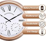 HomeZone 40cm Outdoor Garden Wall Clock 3-in-1 Thermometer & Hygrometer view 4