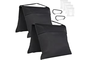 Rindion 2 Pack Sand Bags, Black Sand Bags for Weight, Heavy Duty Sandbags for Umbrella Base, Photography Video Equipment, Light Tripod, Fishing Chair, Sports, Backdrop Stand, Camping, Tent