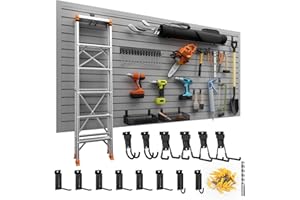 Duzzy Slatwall Panel, 4' H x 8' W PVC Slat Wall Paneling for Garage Wall Storage Organizer with Slatwall Hooks and Hangers (Grey)