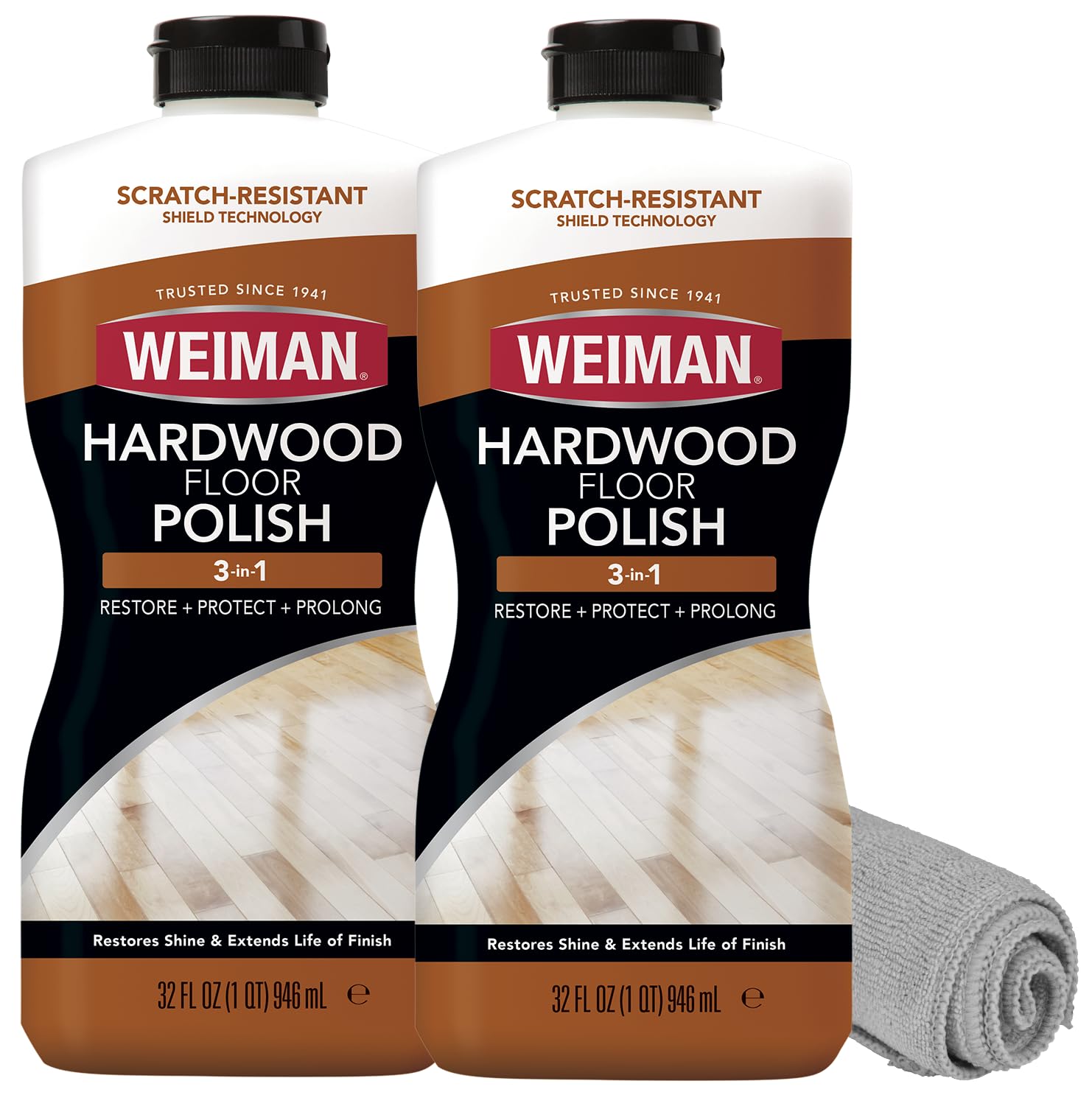Photo 1 of Weiman Wood Floor Polish and Restorer 32 Oz 3PC Bundle - High-Traffic Hardwood Floor, Natural Shine, Removes Scratches, Leaves Protective Layer