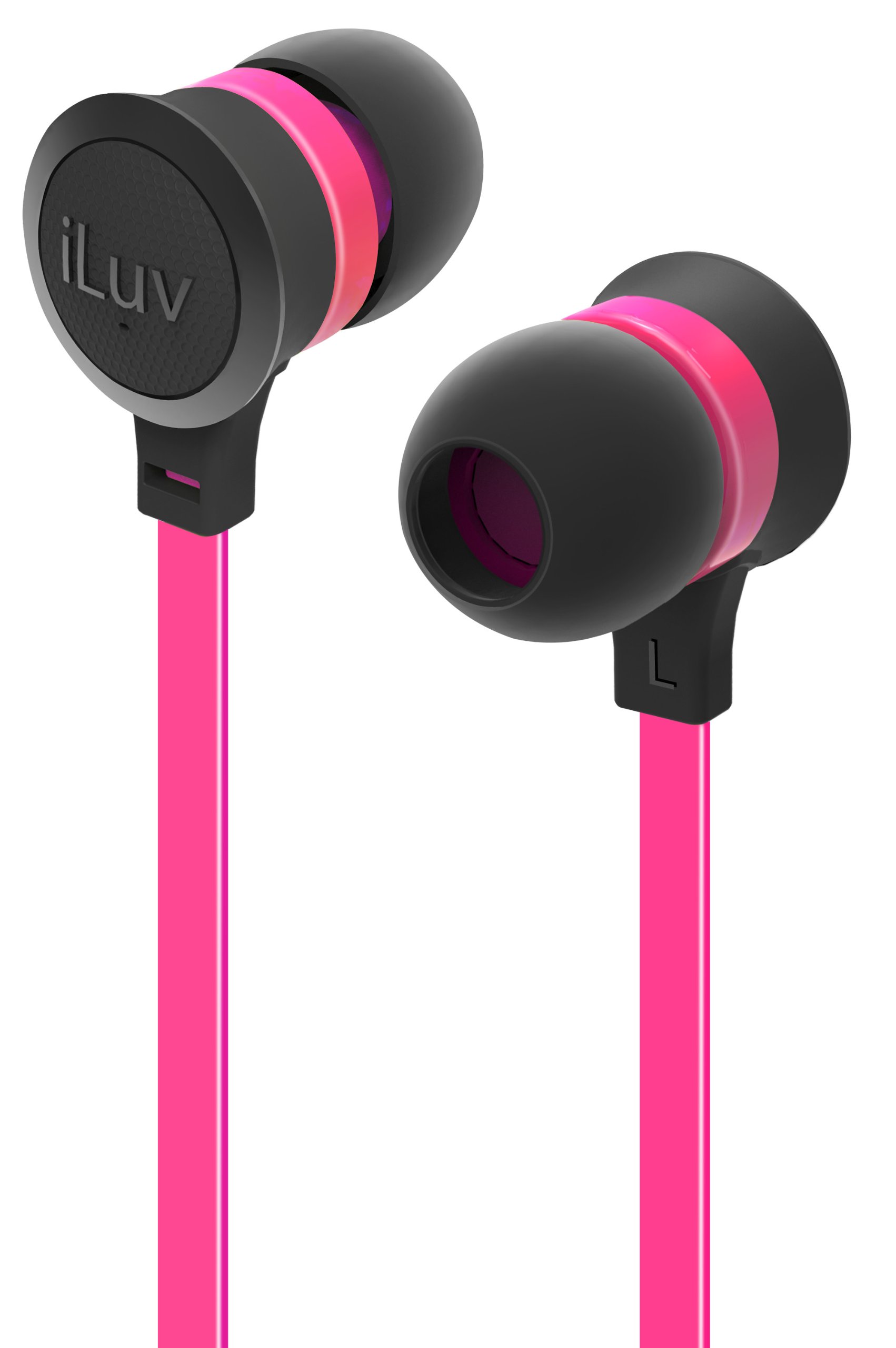 iLuv Neon Sound In-Ear Earphones for Smartphone with Remote Control and 3 Sizes of Ear Buds Pink