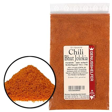 Chili Bih Jolokia Gewurz Gemahlen Scharfegrad 10 10 2 4 Mal Scharfer Als Habanero Chili 15g Amazon De Lebensmittel Getranke