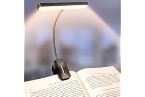 Glocusent 26 LED Book Light, 1200 mAh 90 Hrs Lasting Rechargeable Reading Light, 5 Amber Colors & Stepless Dimming Book Reading Light - Portable Clip on Light for Book Lovers Kids