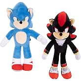 Sonic The Hedgehog 3 Movie Plush: Sonic The Hedgehog &amp; Shadow 9-Inch Stuffed Toy Figures - Officially Licensed 3 Movie, Amazon 2-Pack Kids Plush Toy Figure Set