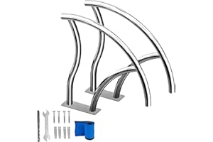 KODOM Pool Handrail 30’’ x 30’’, Pool Stair Rail, Stainless Steel Pool Railing 300Lbs Load Capacity, Inground Pool Rails with Blue Grip Cover, Swimming Pool GRAP Rail for Inground Pool Steps 2pcs