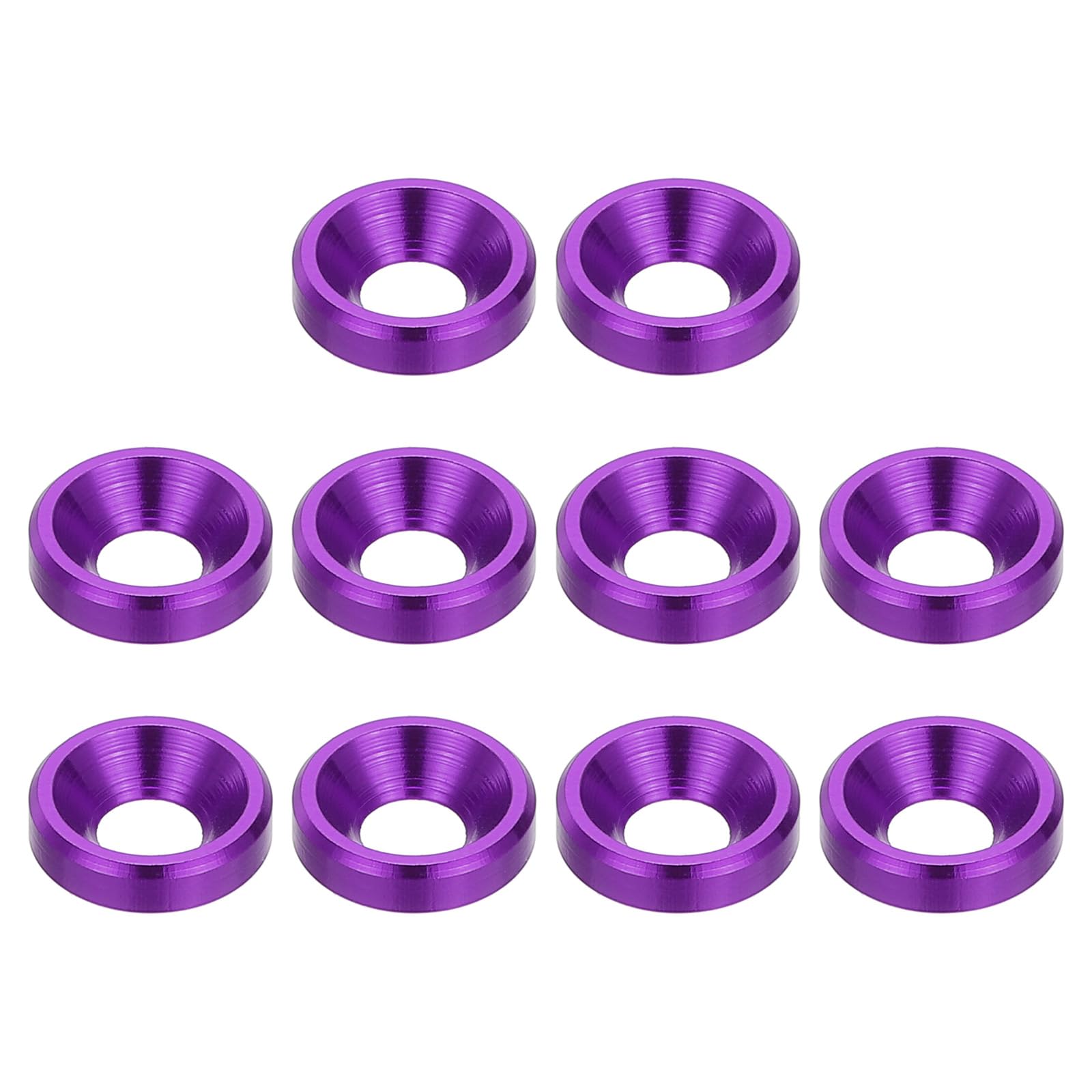 PATIKIL M3 Finishing Countersunk Washers, 10 Pack Head Washers Alloy Aluminum Screw Gaskets for Screw Bolt RC FPV PC Mechanical Accessories Parts, Purple