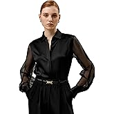LilySilk Womens Pure Silk Shirt Ladies Silk Blouse with Crisp Sheer Sleeves and Smooth Finish Main Body